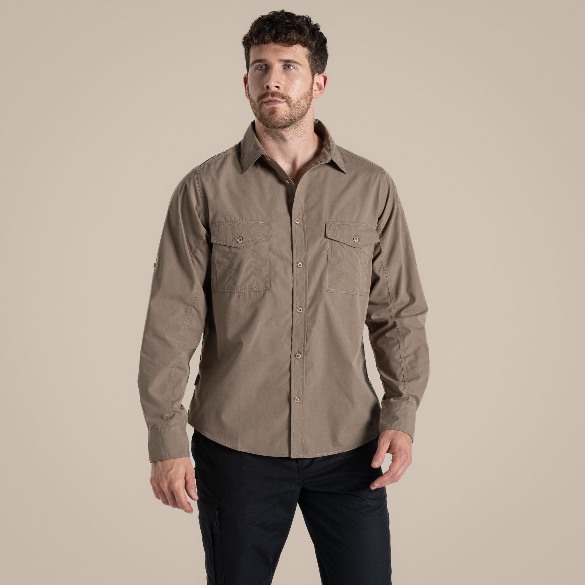 Craghoppers Men's Beige Expert Kiwi Long Sleeved Shirt Size: S