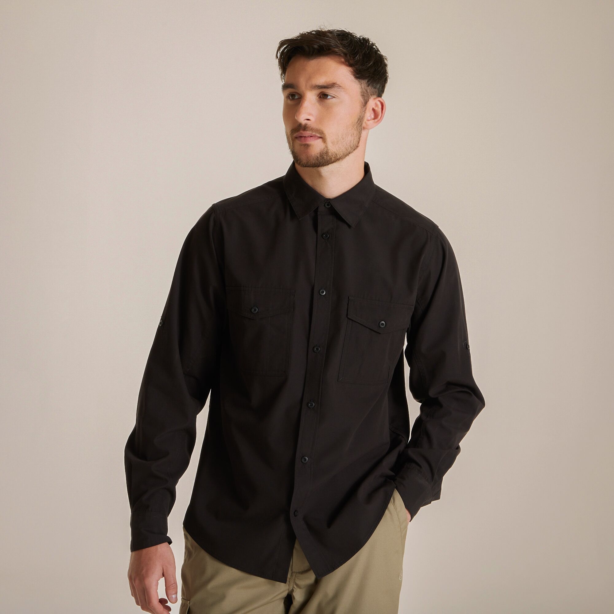 Craghoppers Men's Black Expert Kiwi Long Sleeved Shirt Size: M