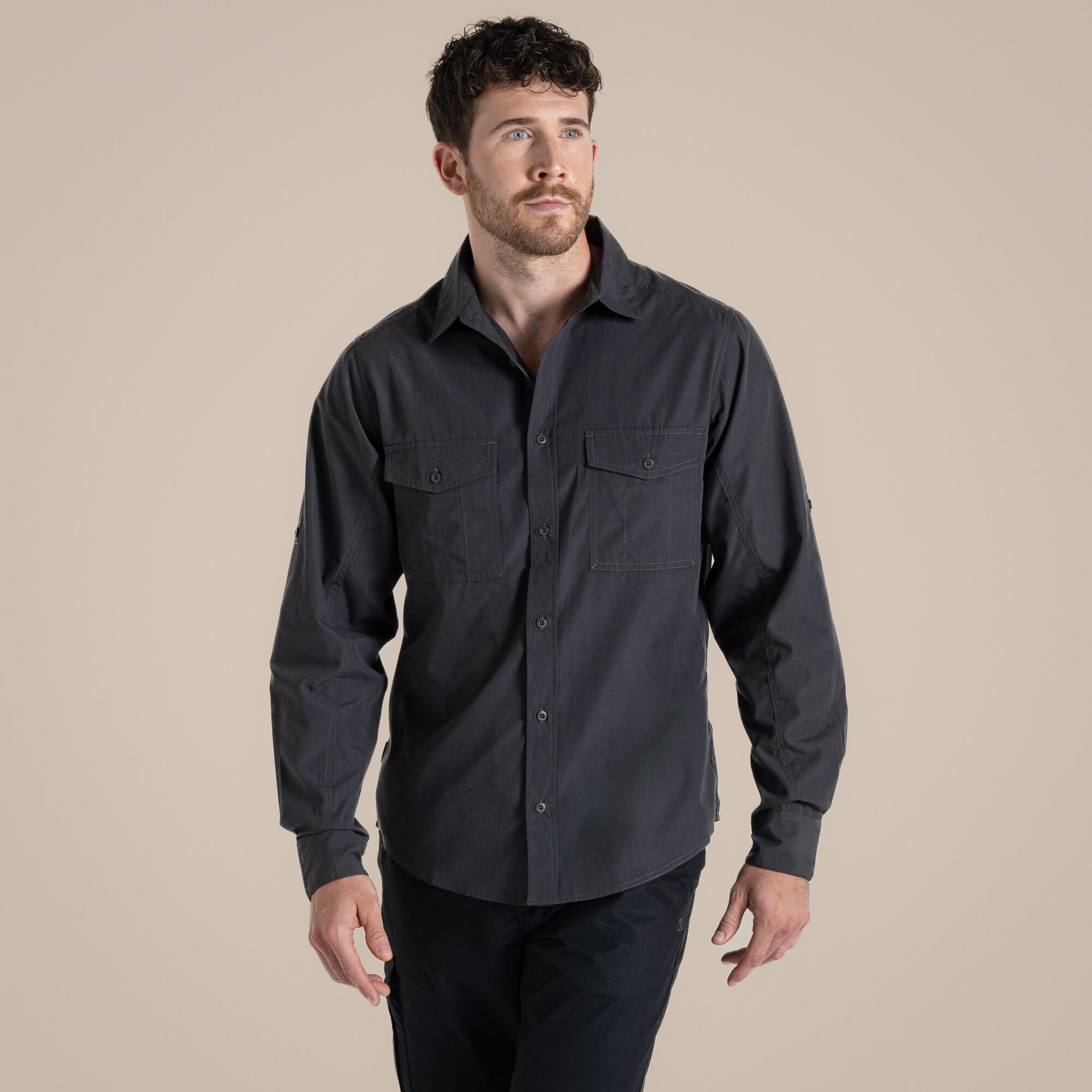 Craghoppers Men's Grey Expert Kiwi Long Sleeved Shirt Size: L