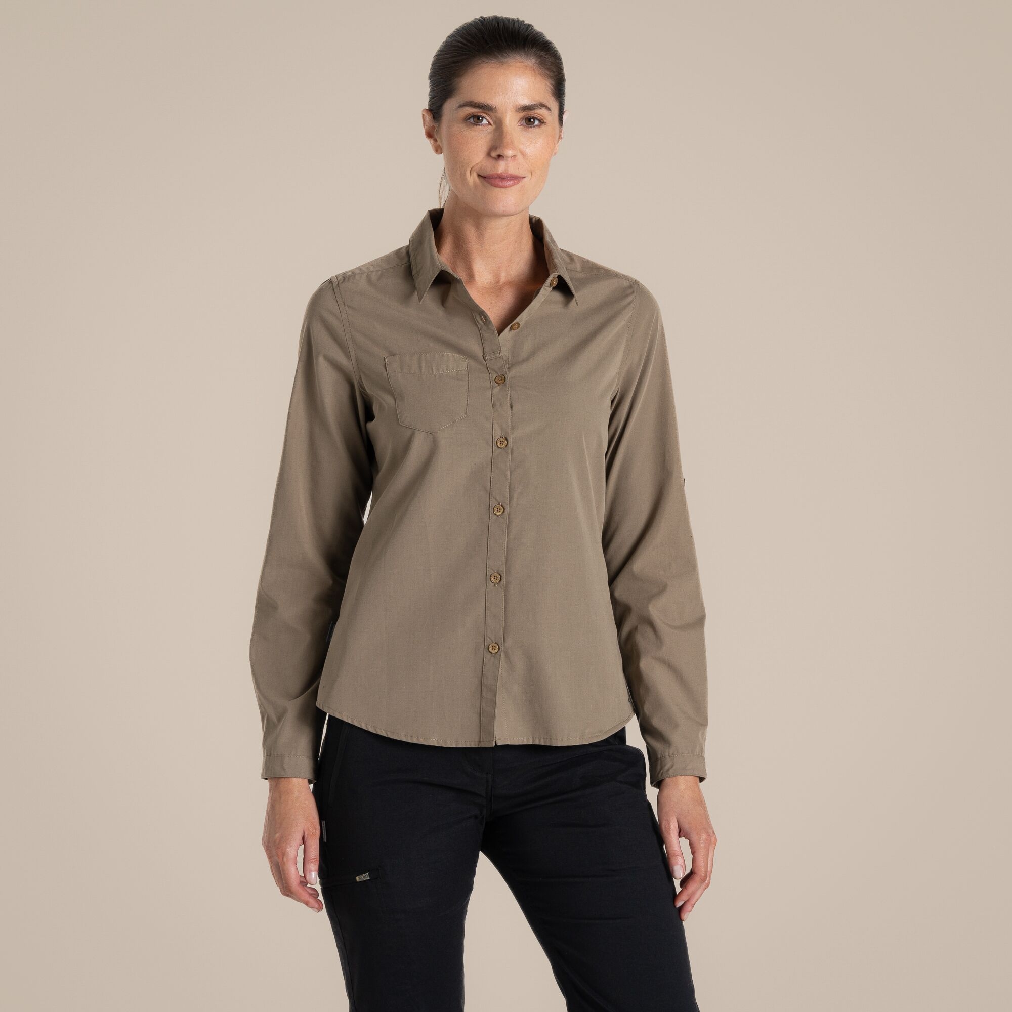 Craghoppers Women's Beige Expert Kiwi Long Sleeved Shirt Size: 20