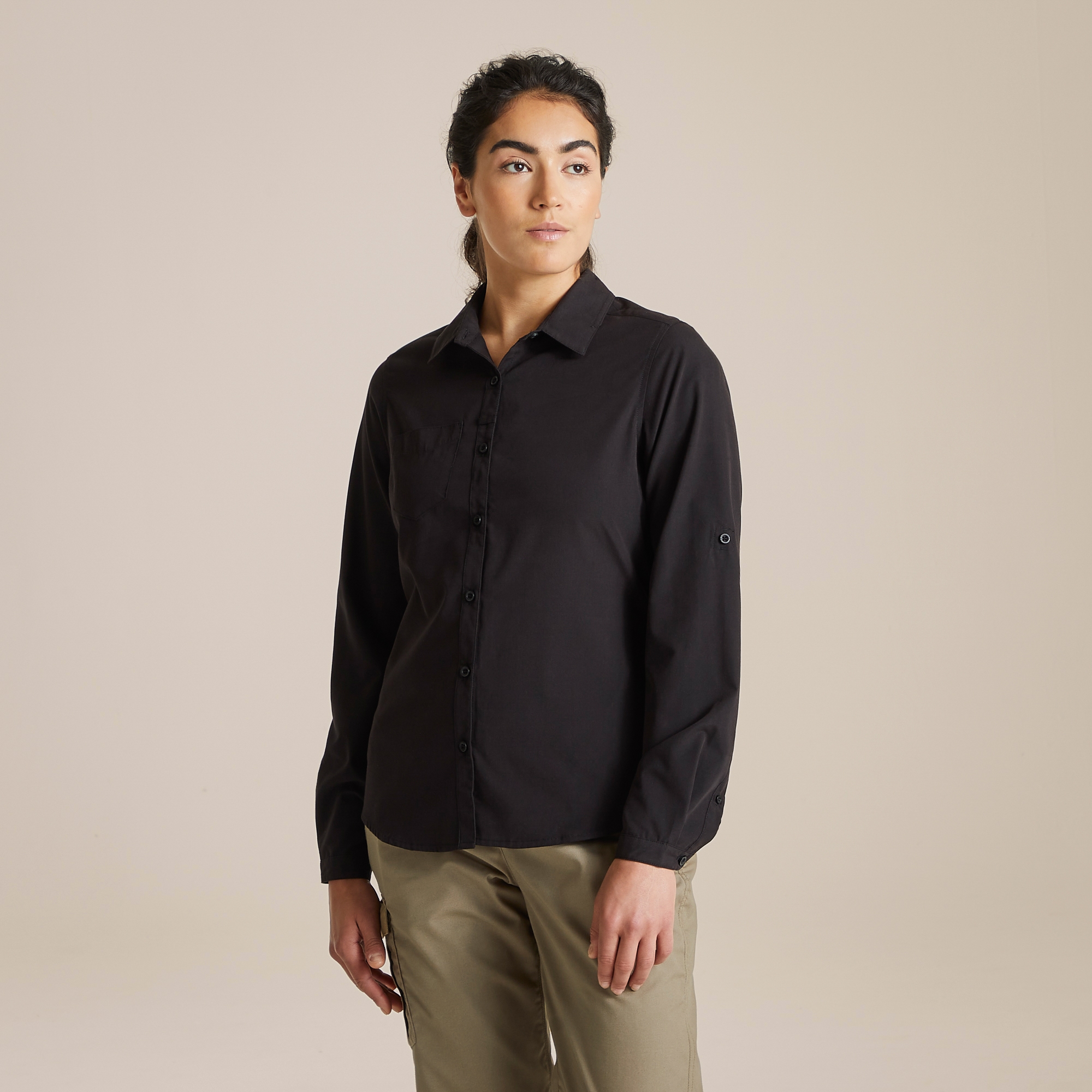 Craghoppers Women's Black Expert Kiwi Long Sleeved Shirt Size: 18