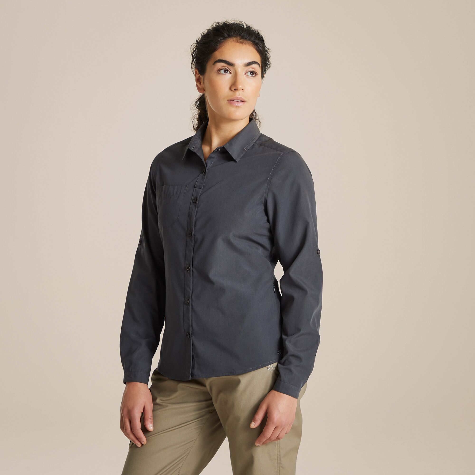 Craghoppers Women's Grey Expert Kiwi Long Sleeved Shirt Size: 12