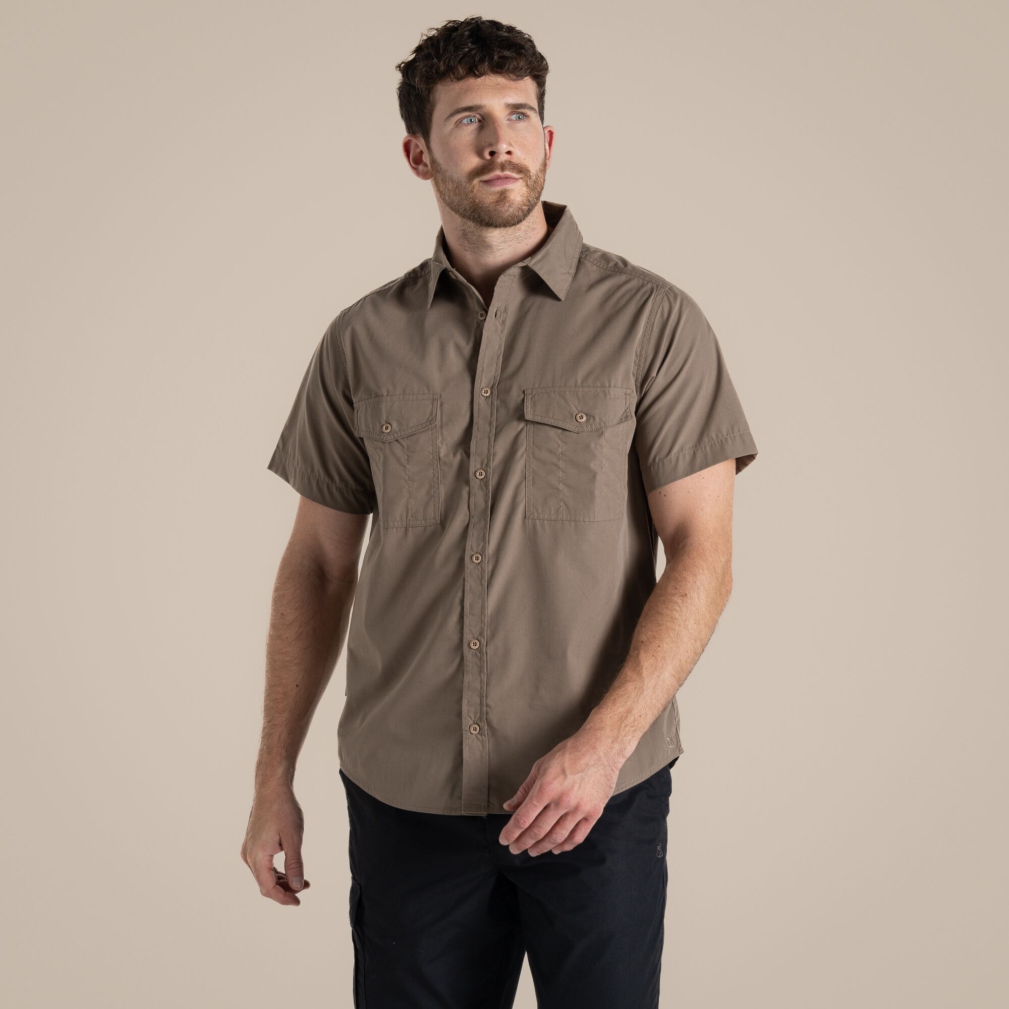 Craghoppers Men's Beige Expert Kiwi Short Sleeved Shirt Size: Xl
