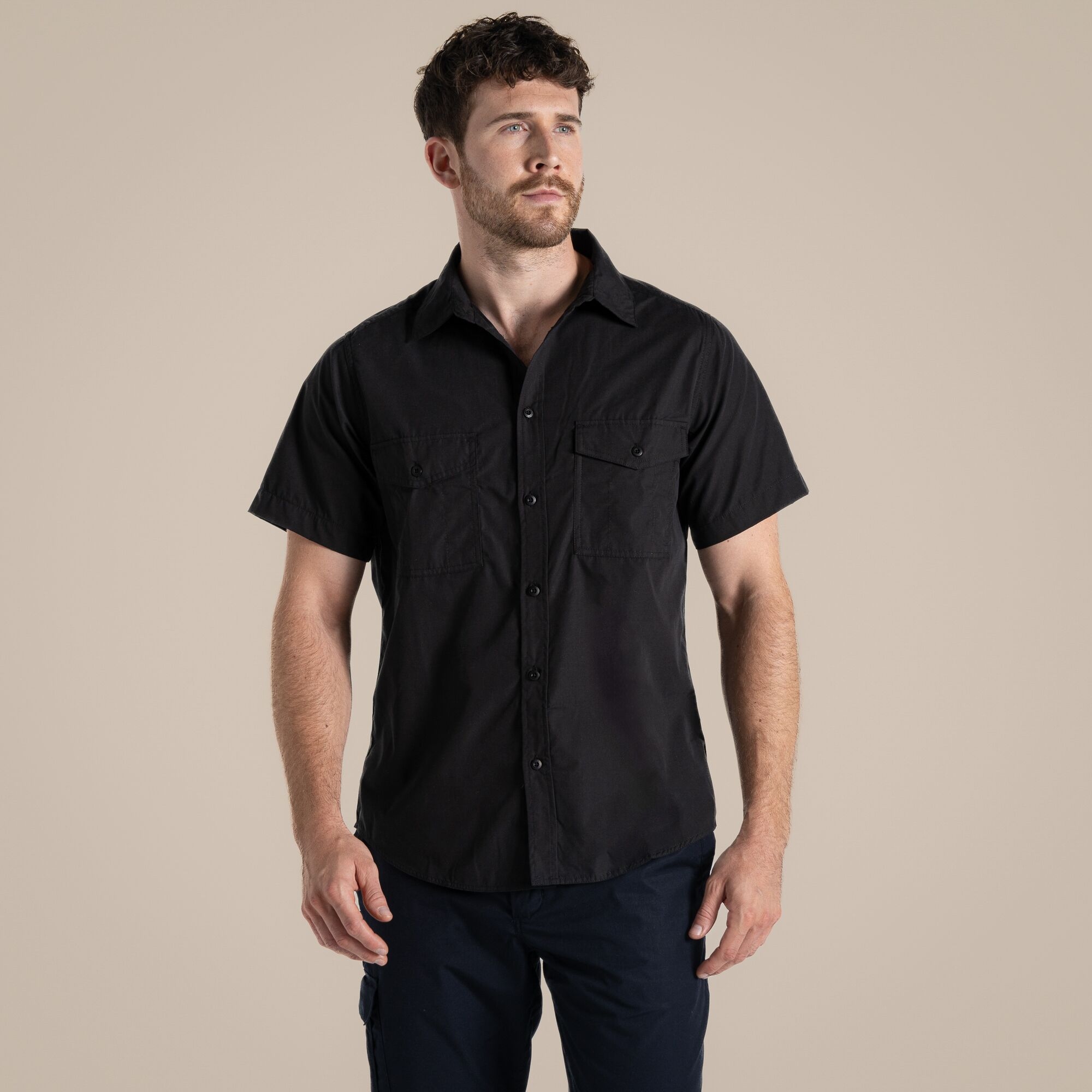 Craghoppers Men's Black Expert Kiwi Short Sleeved Shirt Size: S