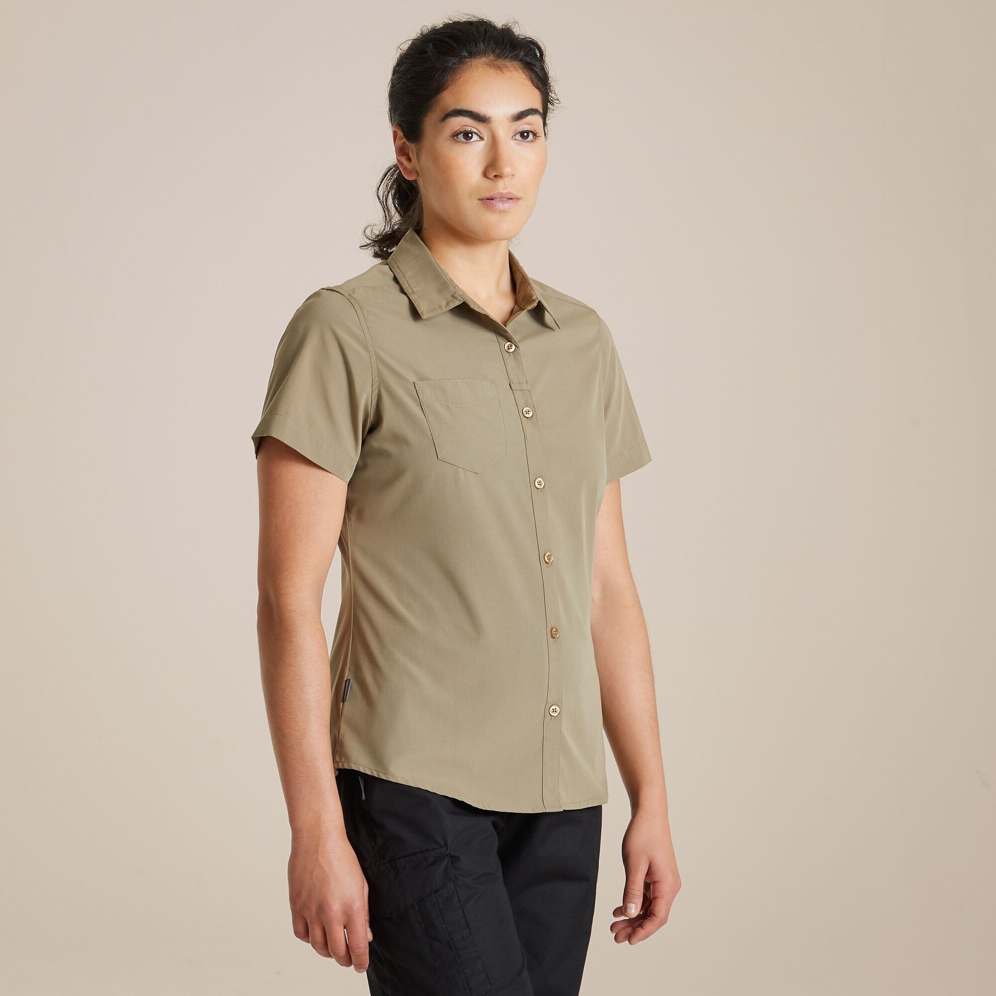 Craghoppers Women's Beige Expert Kiwi Short Sleeved Shirt Size: 16