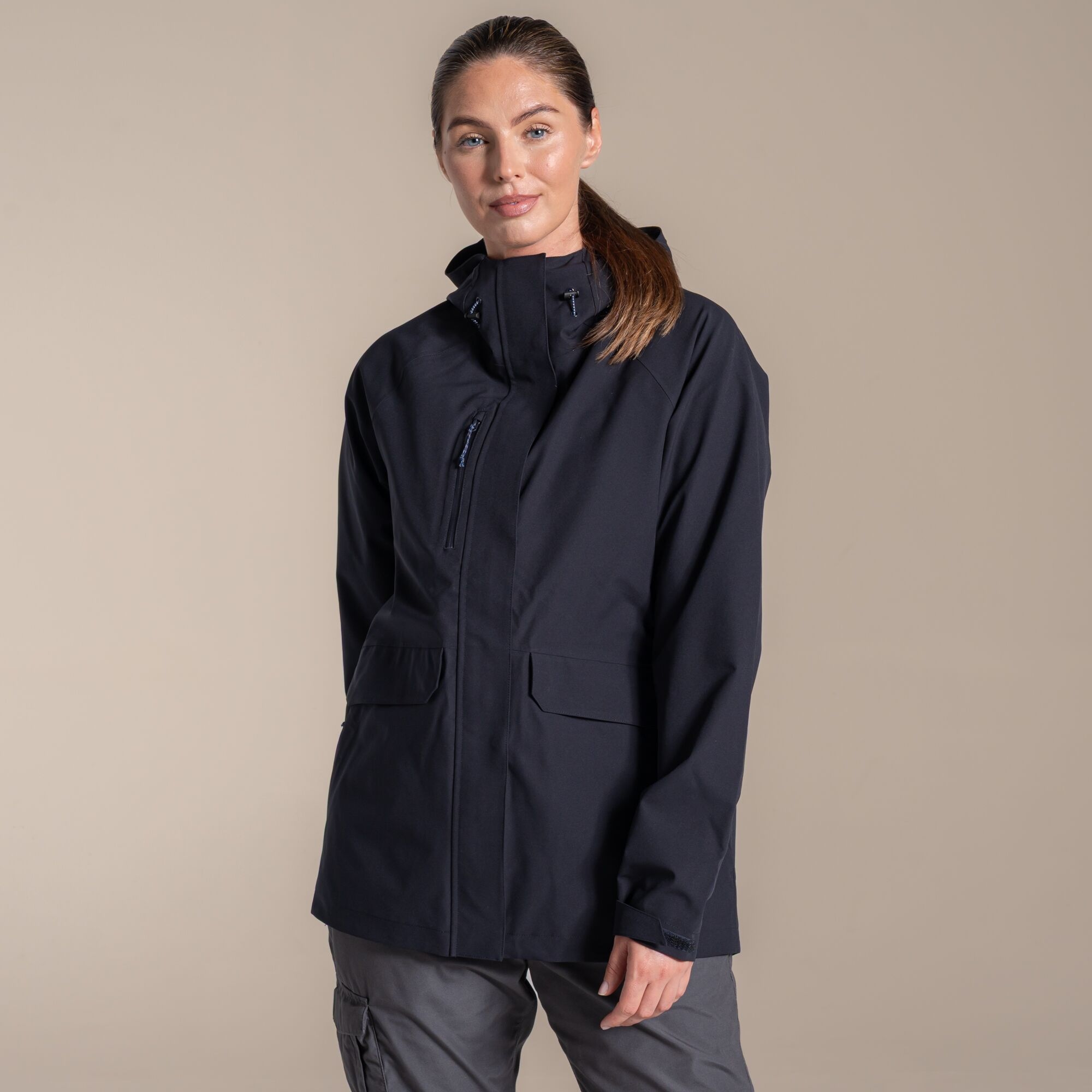 Craghoppers Women's Blue Waterproof Expert Kiwi Pro Stretch Long Jacket Size: 12