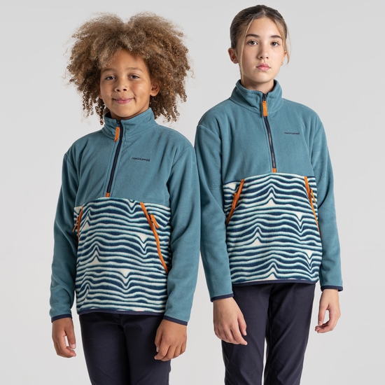 Kid's Valo Half Zip Fleece Washed Teal / Poseidon Blue Print