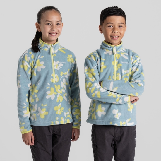 Kid's Bachas Half Zip Fleece Sky Blue Print