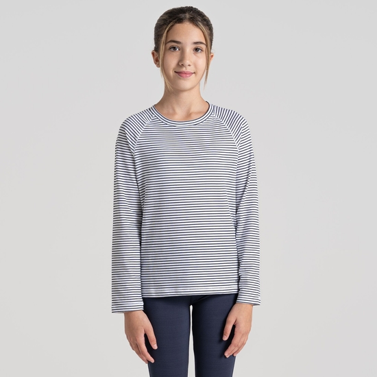 Kid's NosiLife Paola Long Sleeved T-Shirt Blue Navy Stripe