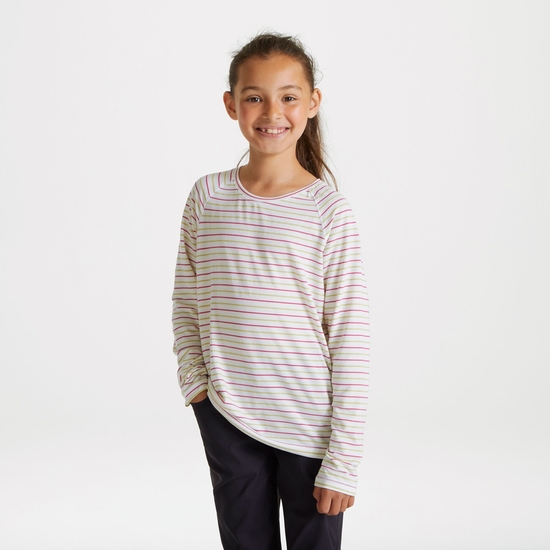 NosiLife Paola Langarmshirt für Kinder Raspberry / Lime Sorbet Stripe