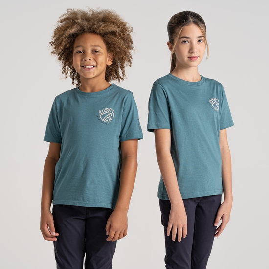 Ellis Kurzarm-T-Shirt für Kinder Washed Teal Oval