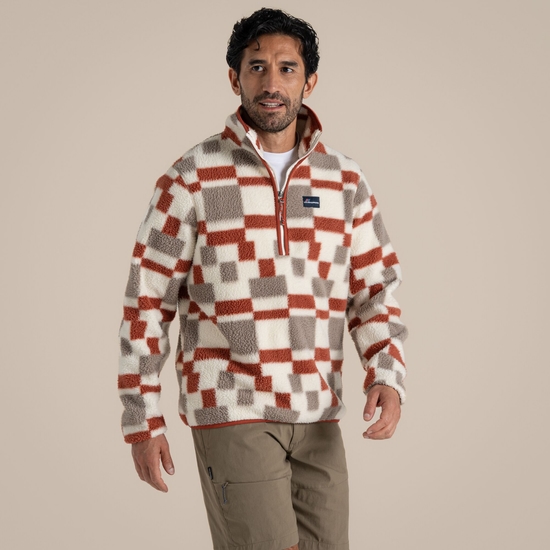 Men's Clifford Half Zip Fleece Red Beach Print