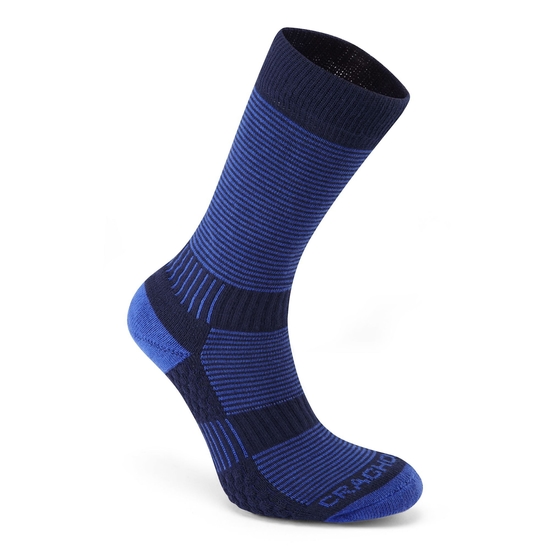 Men's Heat Regulating Travel Sock Bright Blue / Dark Navy