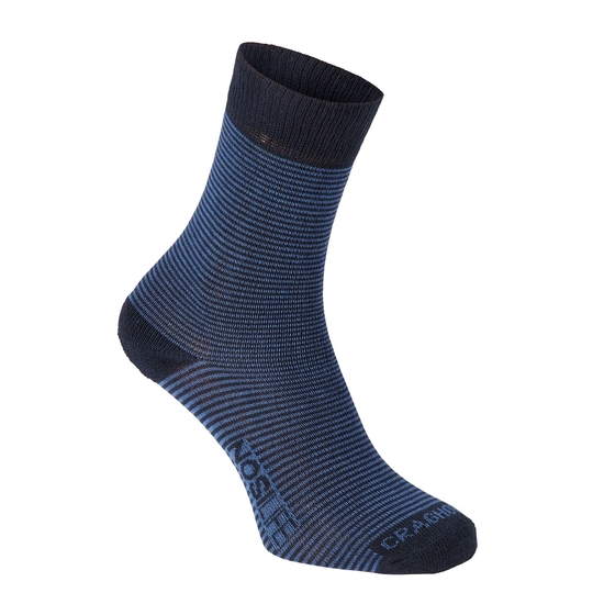 Men's Nosilife Travel Twin Pack Socks Dark Navy / Soft Denim Stripe