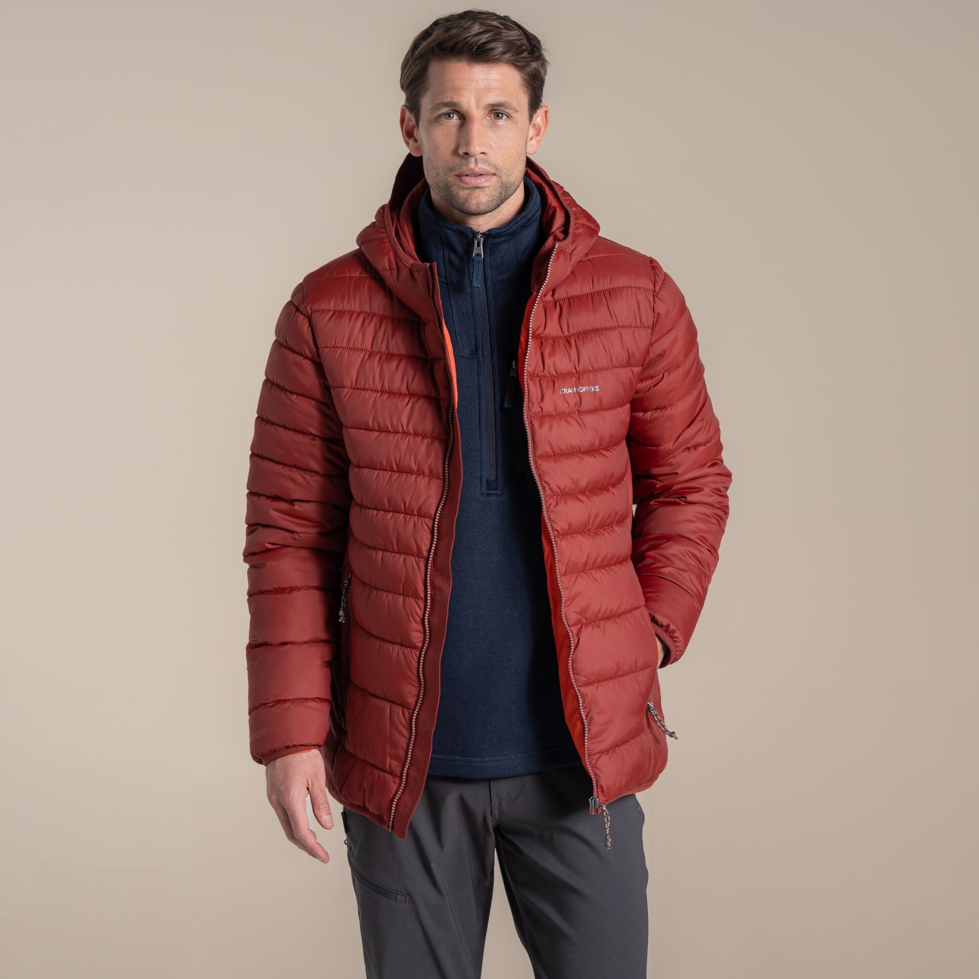 Craghoppers Men's Red Compresslite Ix Hooded Insulating Jacket Size: Xxl