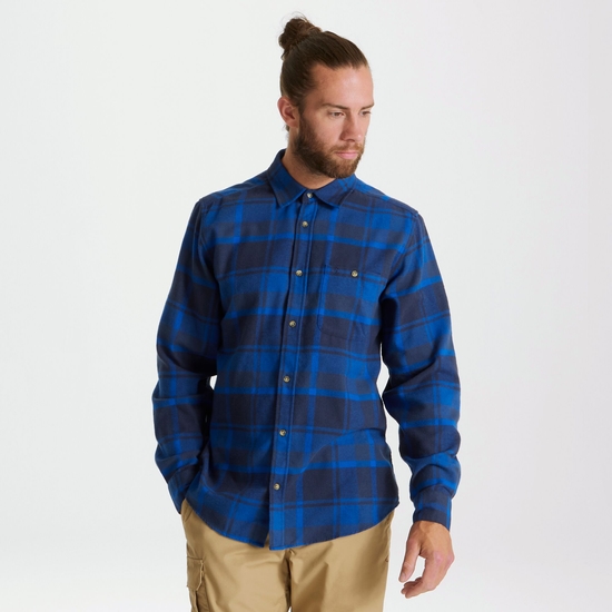 Men's Wilmot Long Sleeved Shirt Avalanche Blue Check
