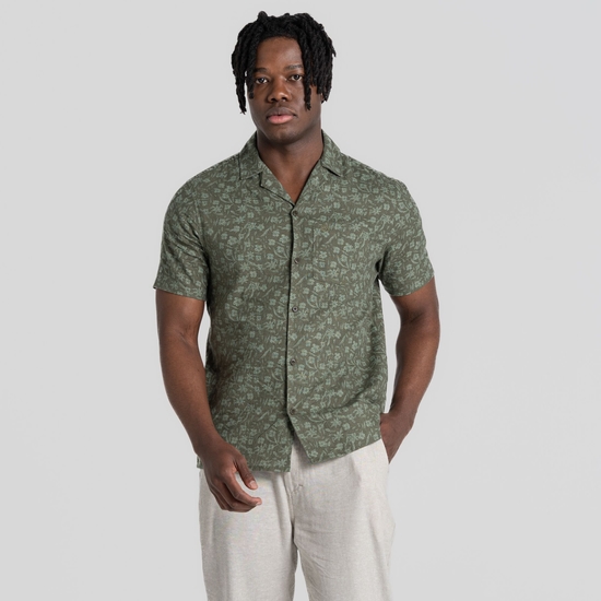 Men's NosiBotanical Pasport Short Sleeved Shirt Parka Green Print