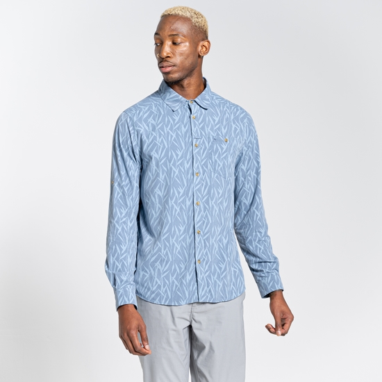 Men's NosiLife Pinyon Long Sleeved Shirt Salton Blue Print