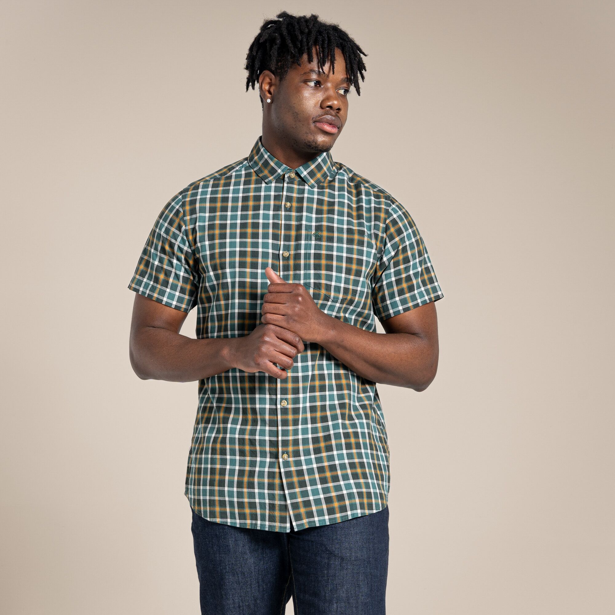 Craghoppers Men's Menlo Short Sleeved Shirt, Cotton Grün, Größe, M