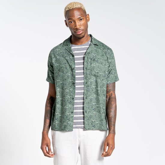 Men's Nosibotanical Hula Short Sleeved Shirt Spruce Green Print