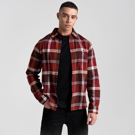 Men's Thornhill Long Sleeved Shirt Mahogany Check