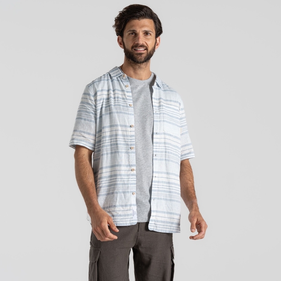 Cartwright-Kurzarmhemd für Herren Niagara Blue Stripe