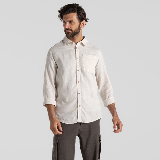 Men's NosiBotanical Alexis Long Sleeved Shirt Parchment Marl