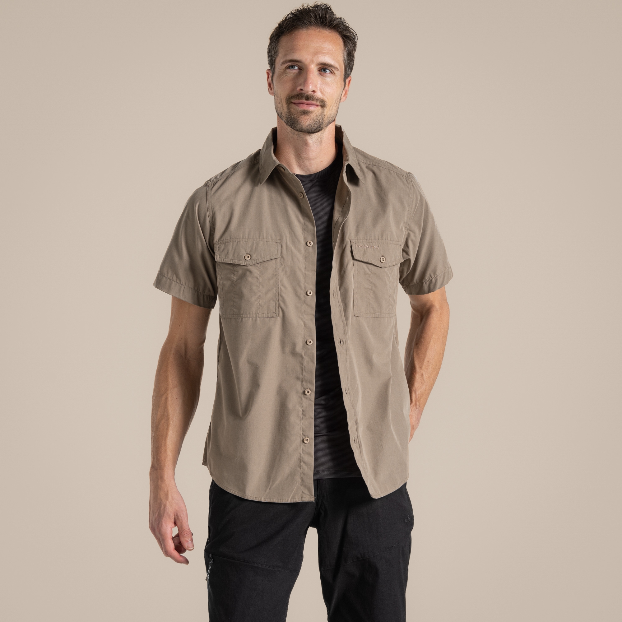 Craghoppers Men's Beige Kiwi Short Sleeved Shirt Size: S
