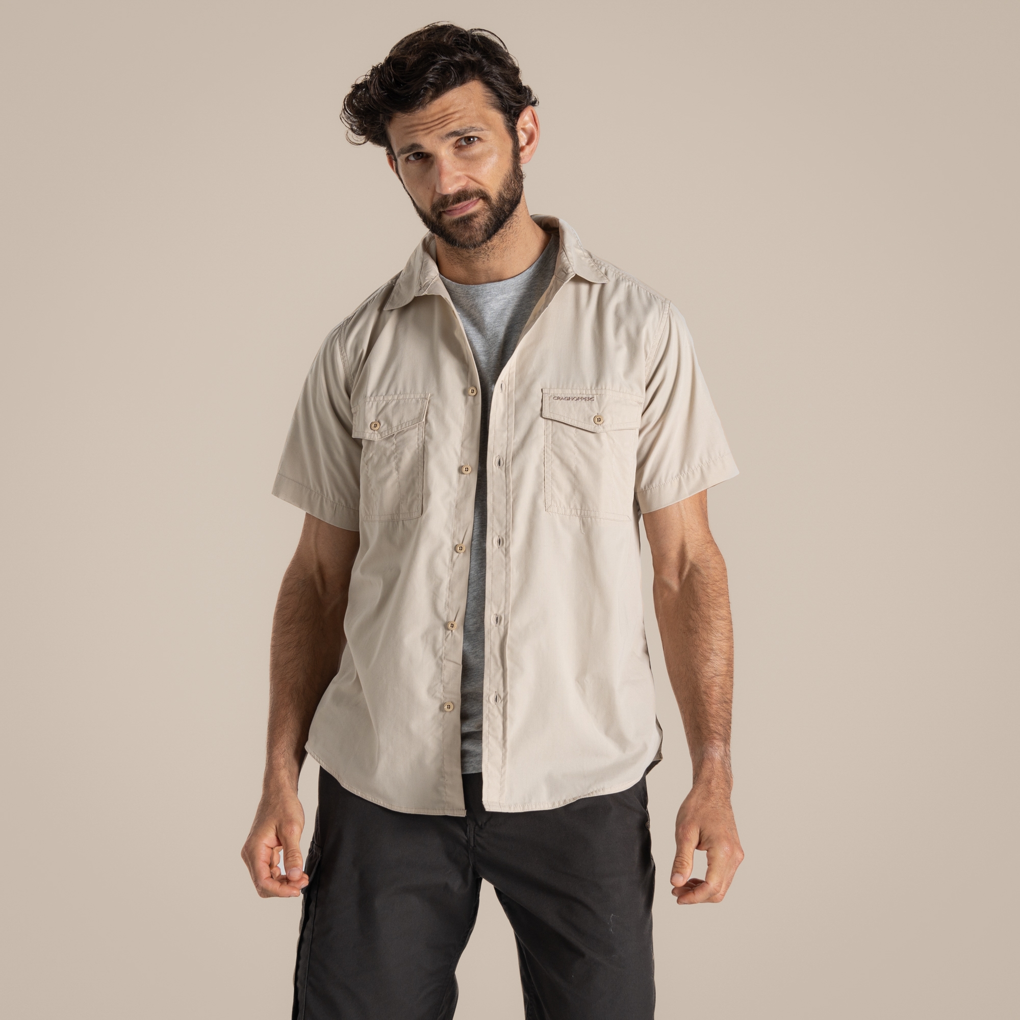 Craghoppers Men's Beige Kiwi Short Sleeved Shirt Size: Xxl