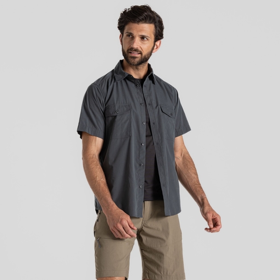 Men's Kiwi Short Sleeved Shirt Dark Grey