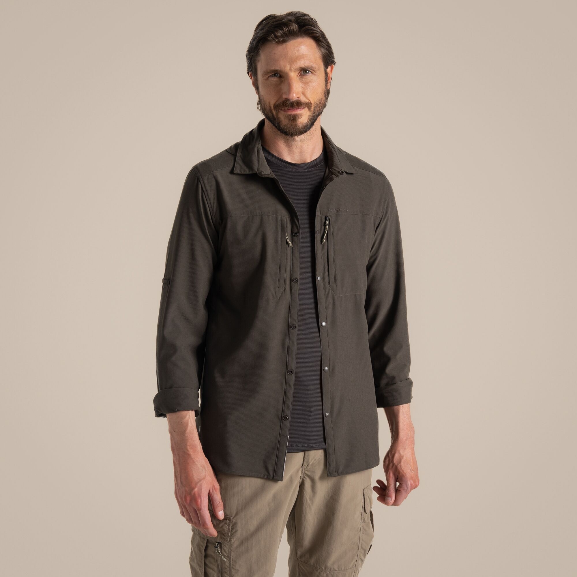 Craghoppers Herren NosiLife Pro Langarmshirt V Woodland Green