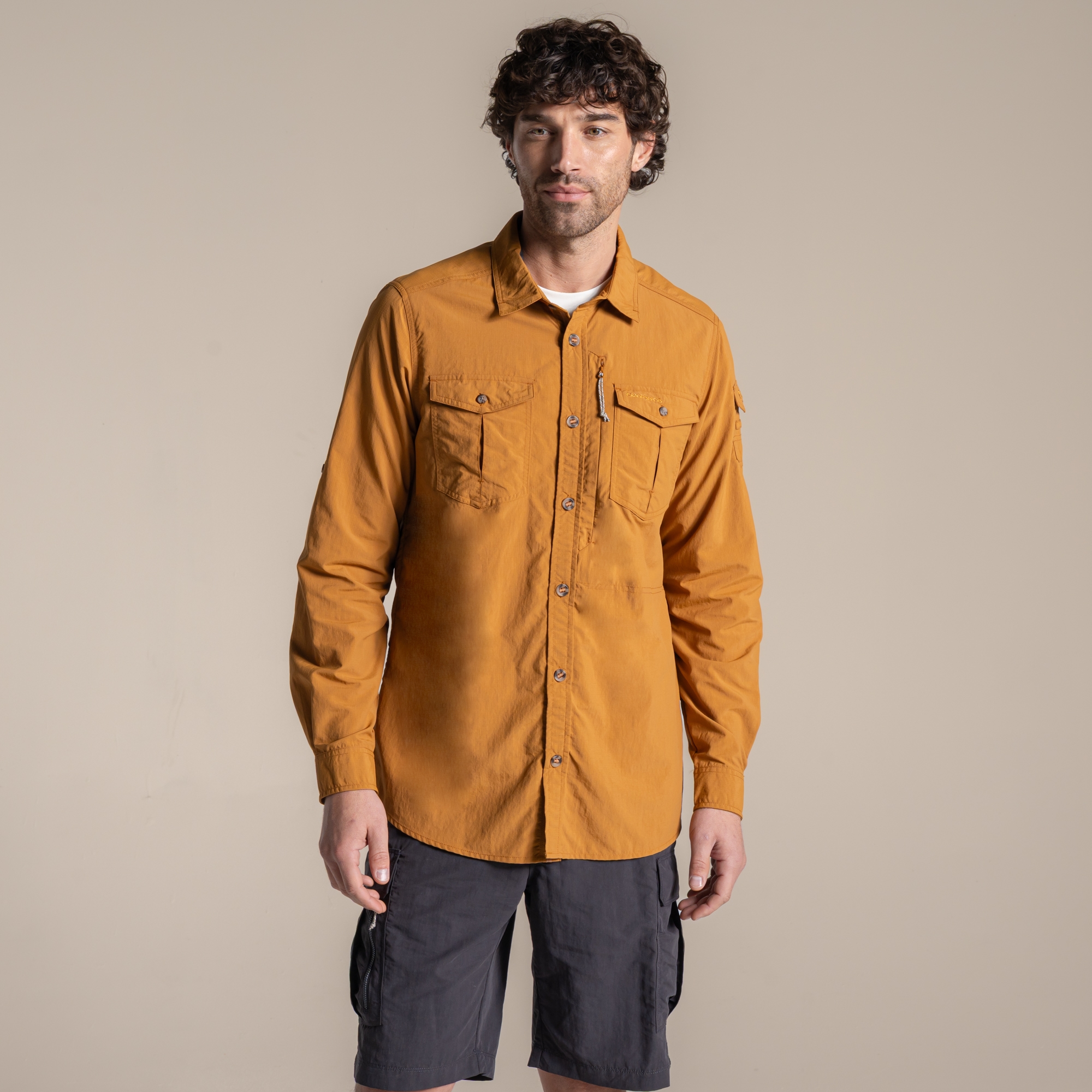 Craghoppers Men's Orange Nosilife Adventure Long Sleeved Shirt Iii Size: S
