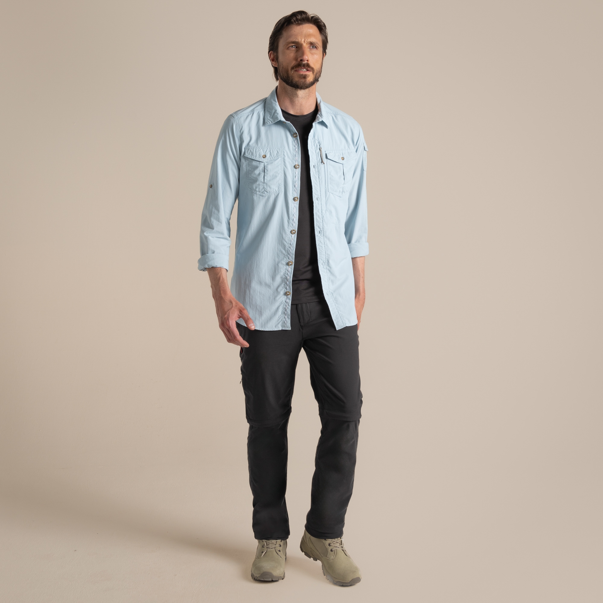 Craghoppers Men's Blue Nosilife Adventure Long Sleeved Shirt Iii Size: L