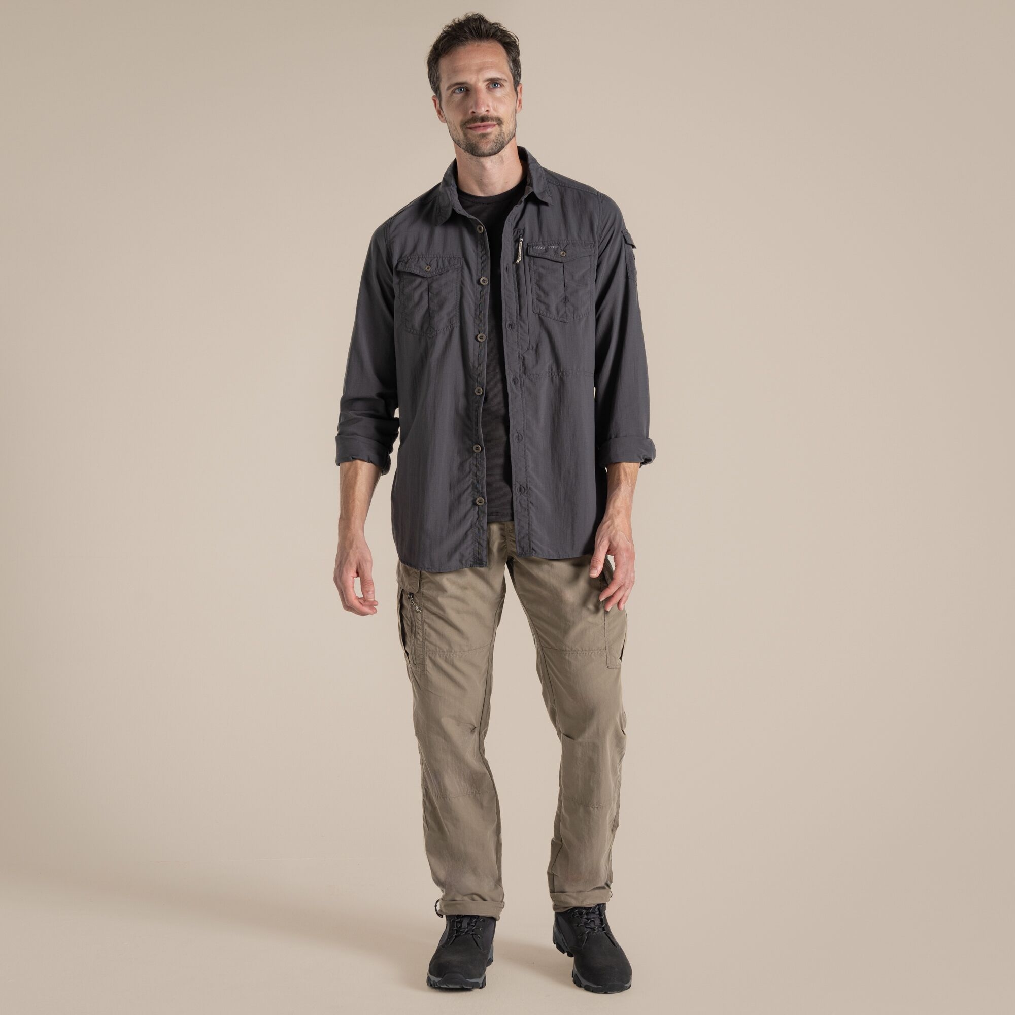 Craghoppers Men's Black Nosilife Adventure Long Sleeved Shirt Iii Size: 4XL