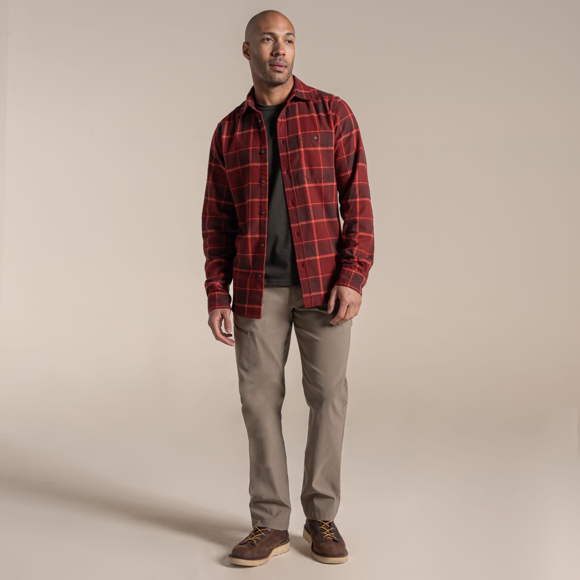 Craghoppers Men's Red Gable Long Sleeved Shirt Size: S