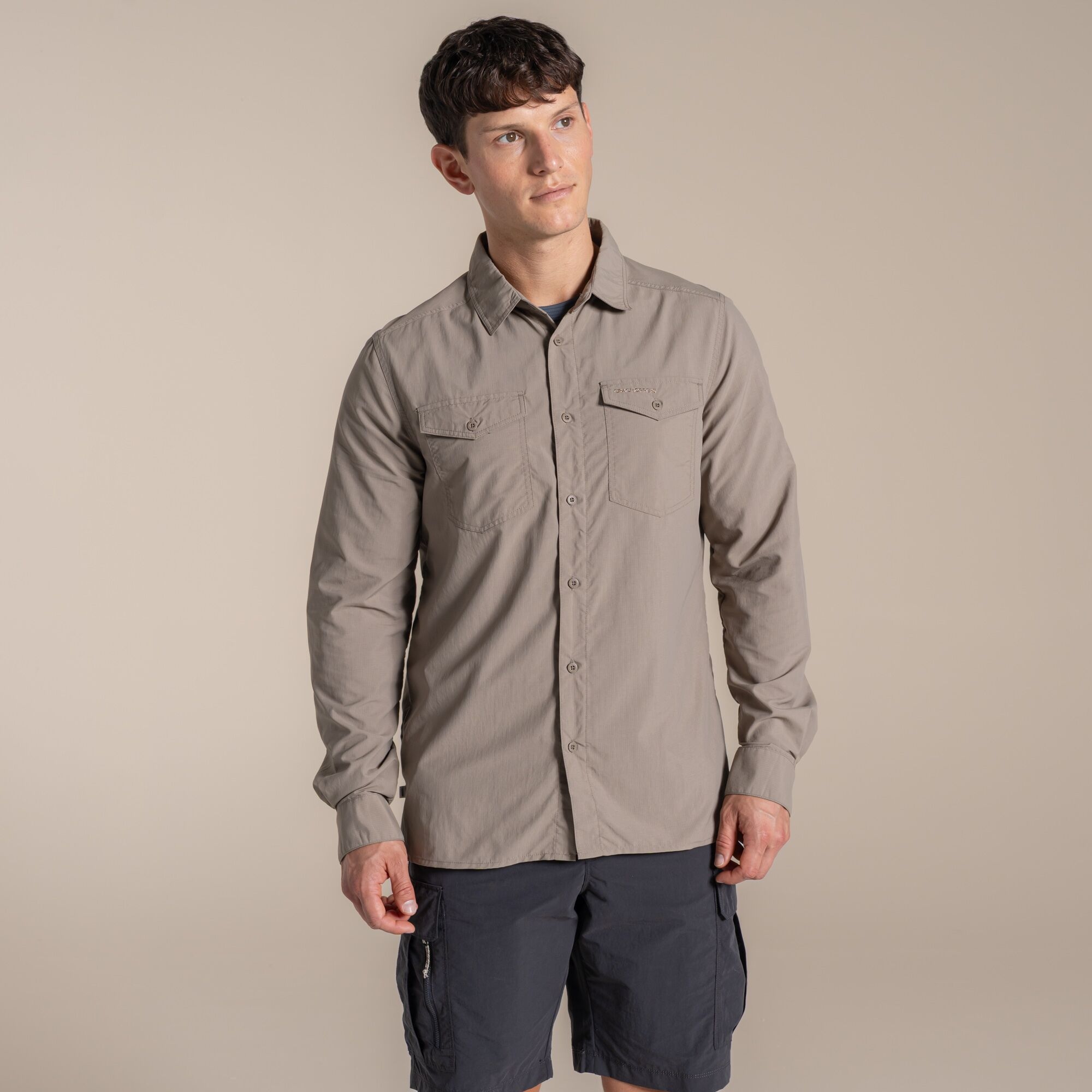 Craghoppers NosiLife Loukkos Hemd Mit Langem Ärmel, Nylon Beige, Größe, M