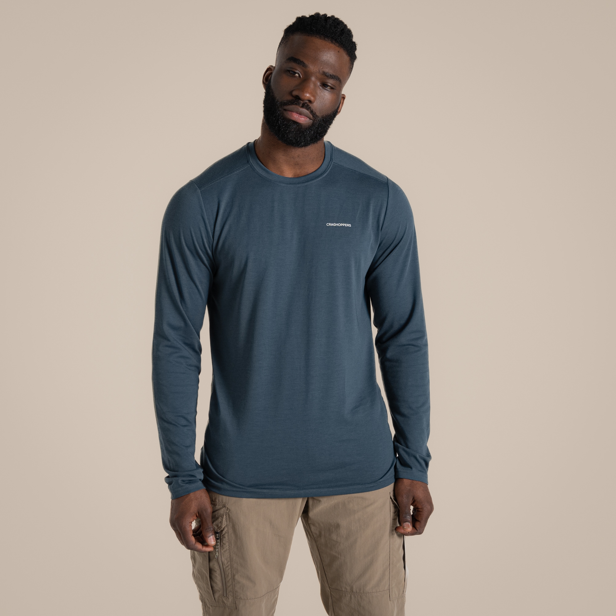 Craghoppers Men's Blue Nosilife Abel Long Sleeved T-Shirt Size: S