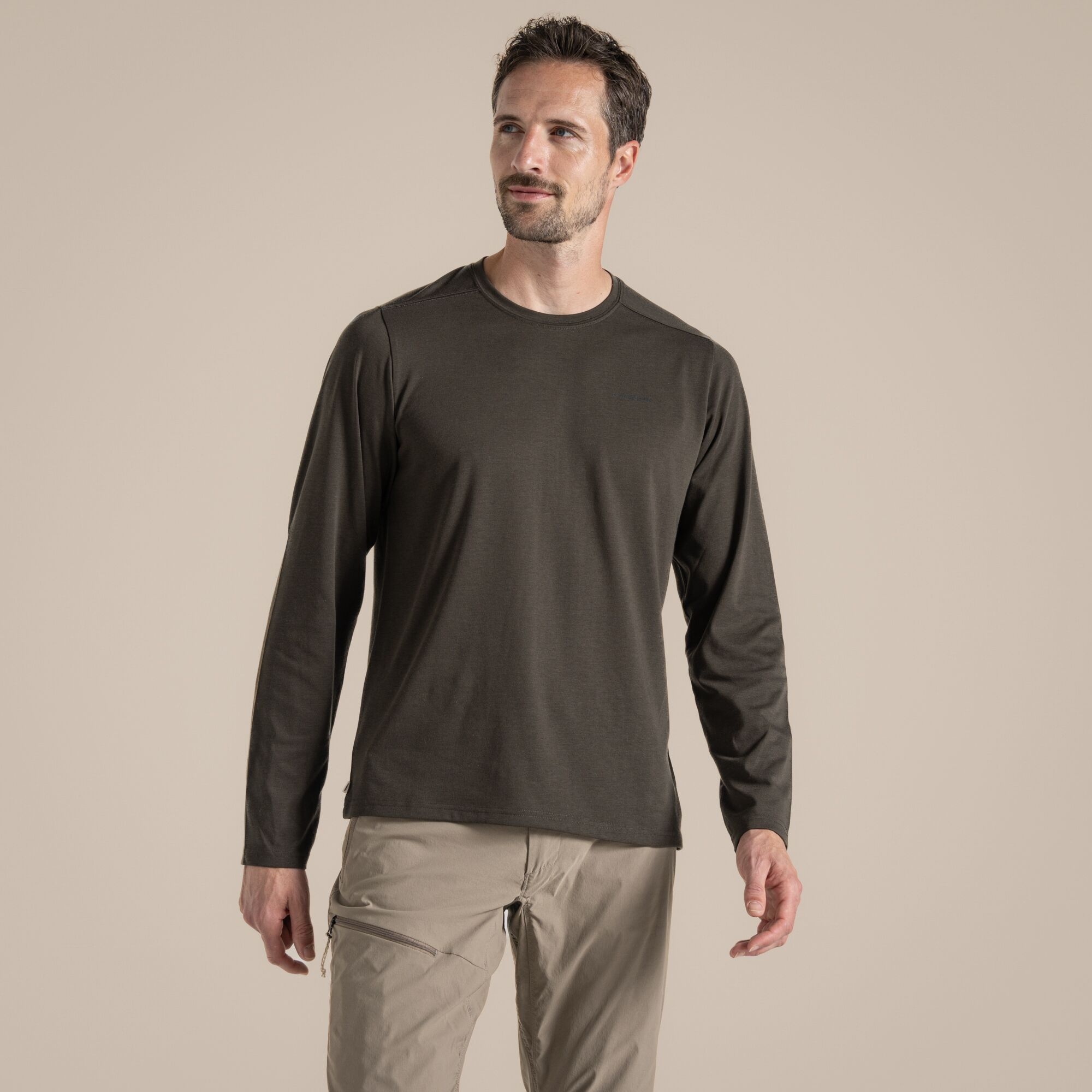 Craghoppers Nosilife Abel Langarm-T-Shirt Für Herren Woodland Green