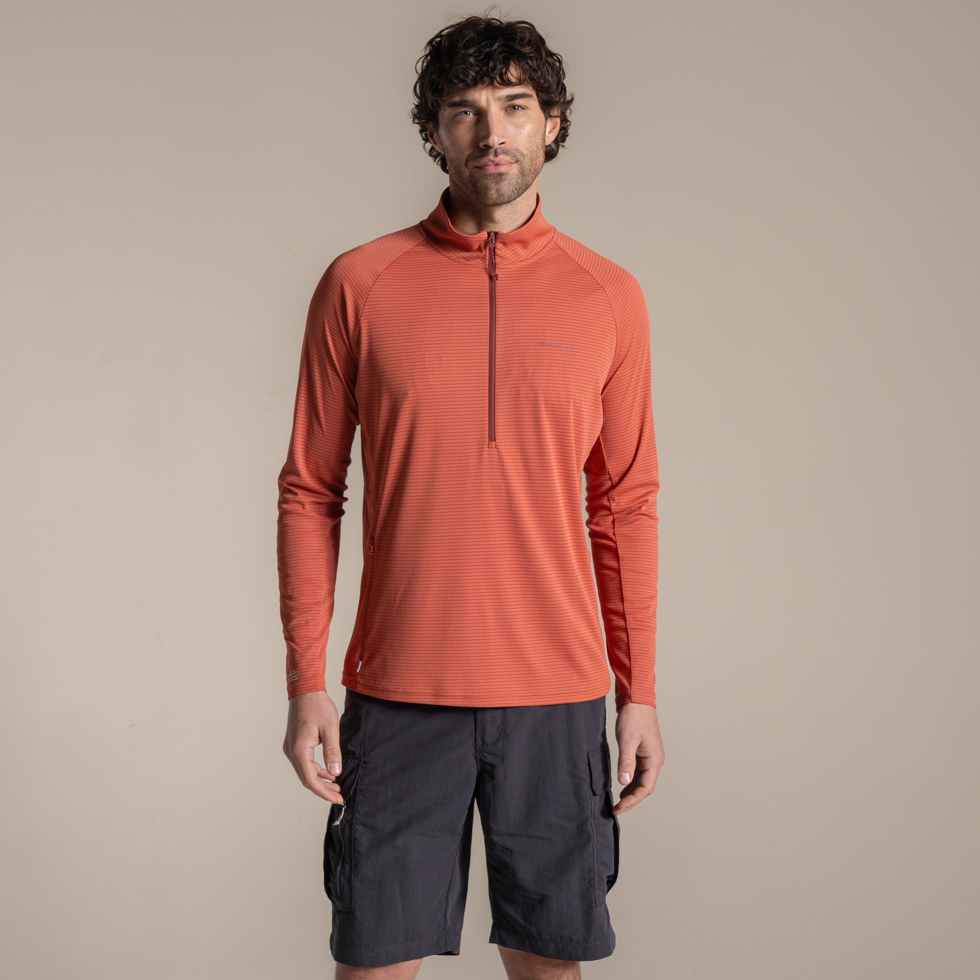 Craghoppers Mens Nosilife Solar Shield+ Quick-Drying Half Zip Medium Dark Sahara - Image 4