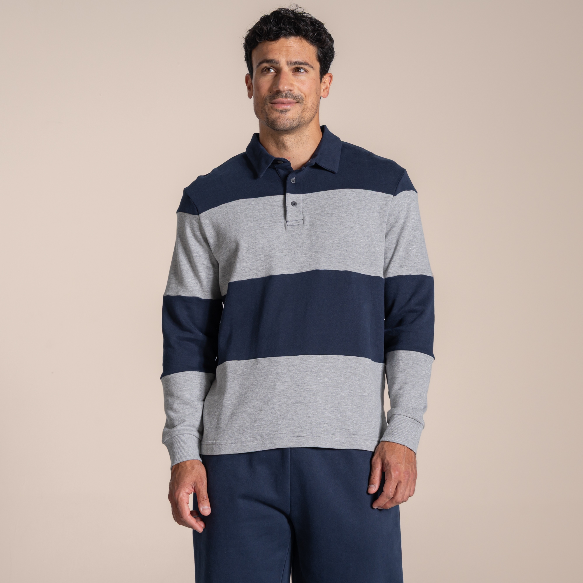 Craghoppers Men's Grey Elets Rugby Long Sleeved Polo Top Size: S