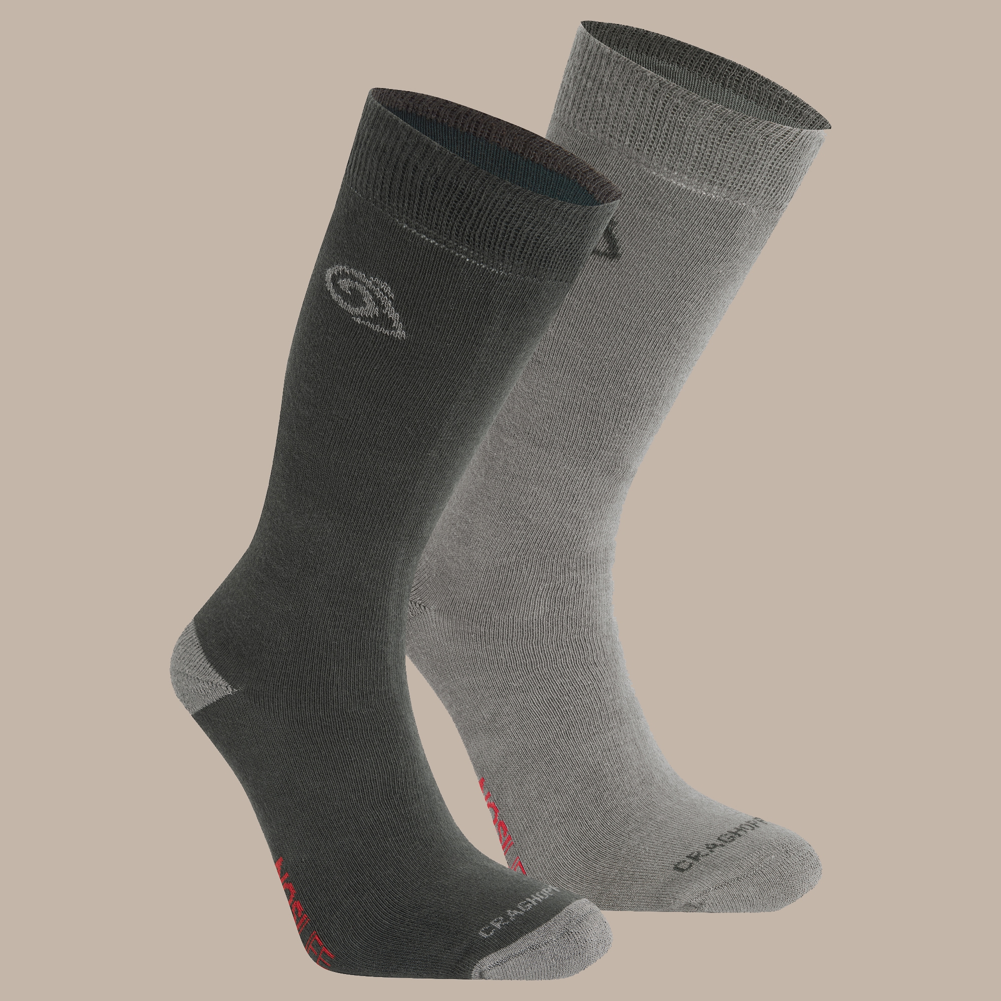 Craghoppers Unisex Grey Nosilife Travel Twin Pack Socks Size: Uk6-8