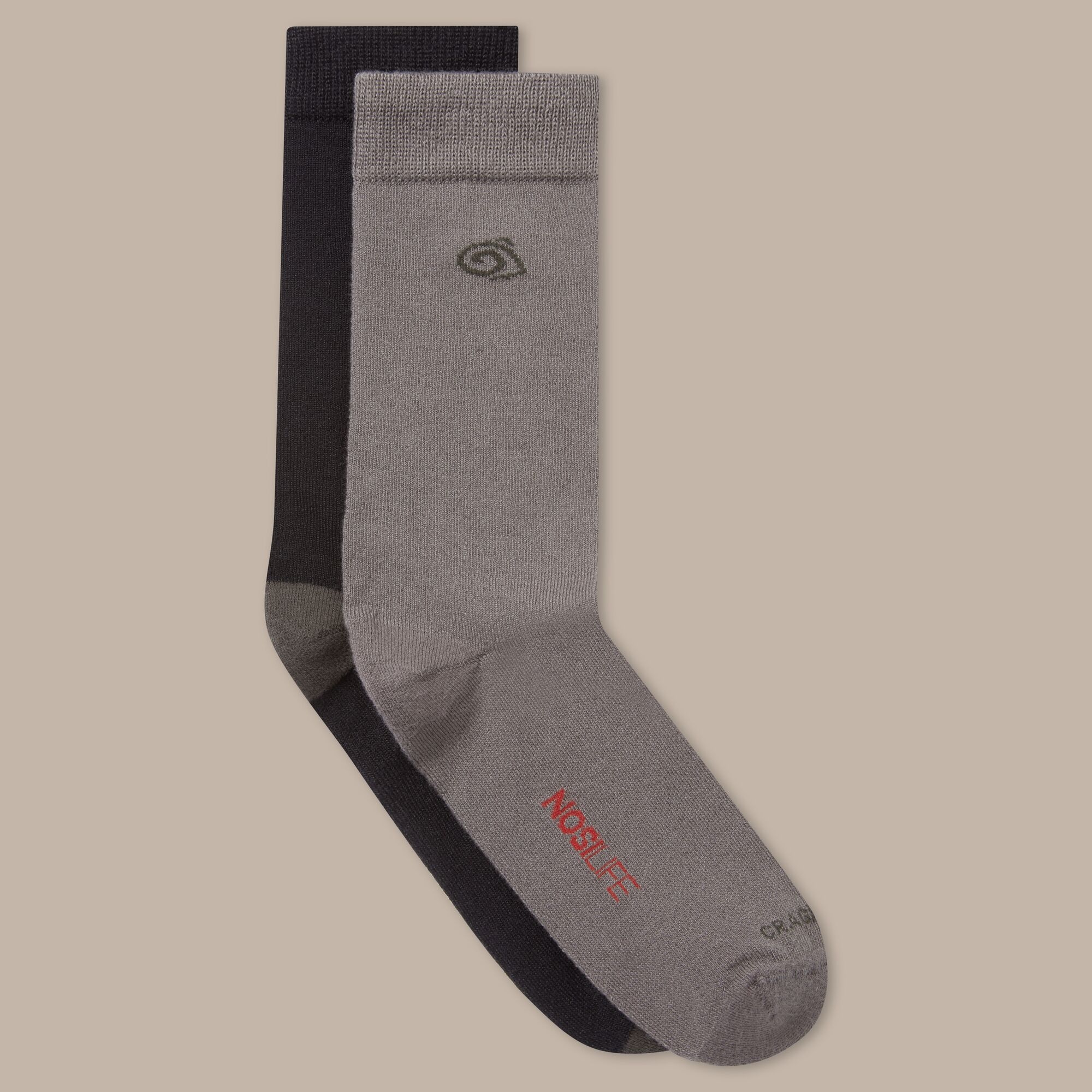 Craghoppers Unisex Grey Nosilife Travel Twin Pack Socks Size: Uk6-8