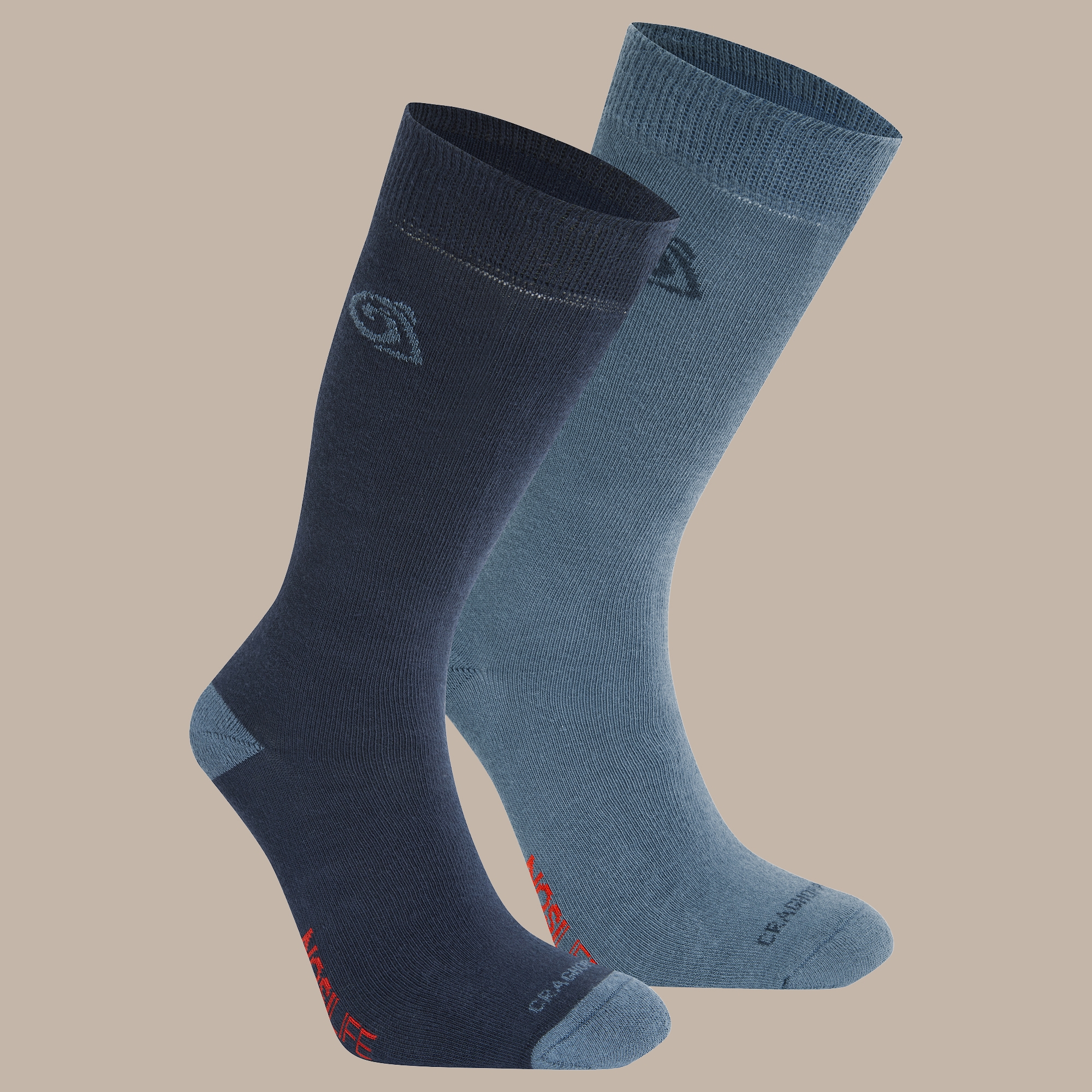 Craghoppers Unisex Navy Nosilife Travel Twin Pack Socks Size: Uk3-5