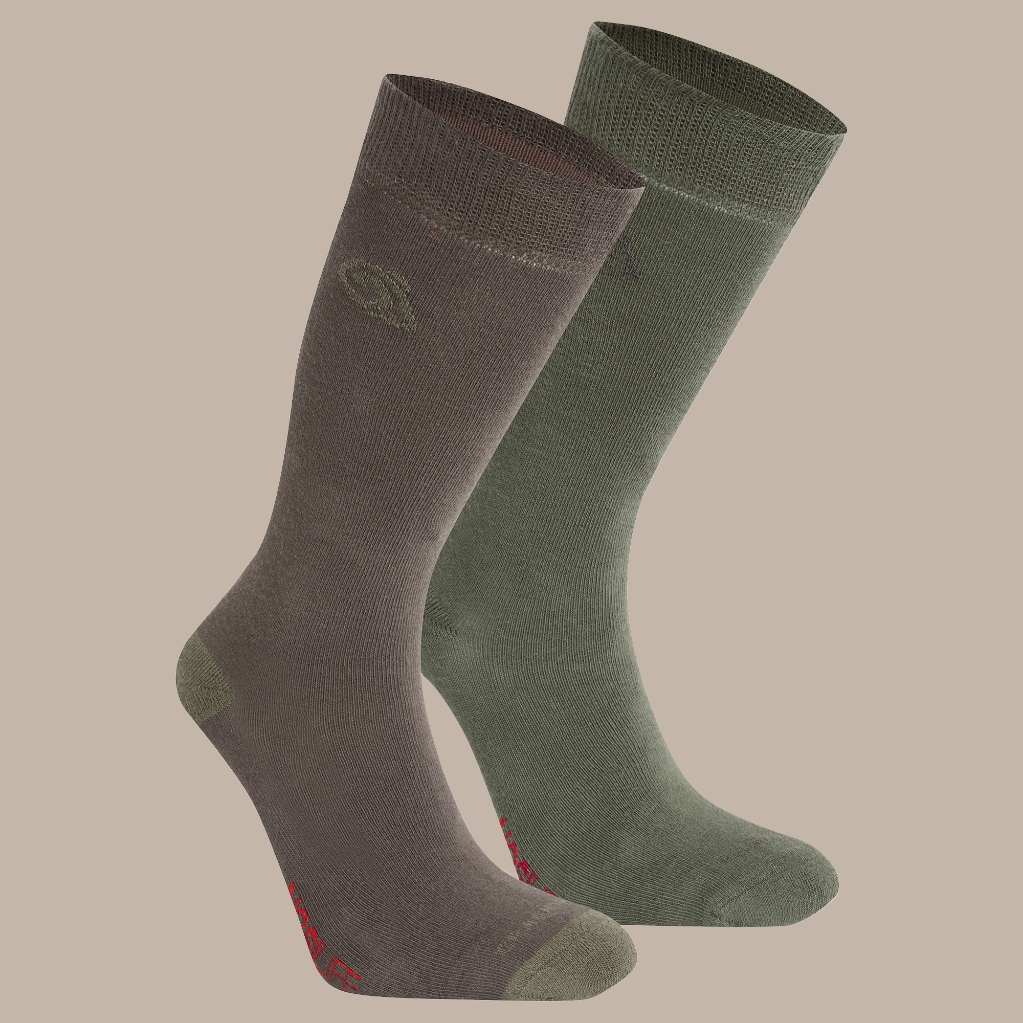 Craghoppers Unisex Green Nosilife Travel Twin Pack Socks Size: Uk3-5