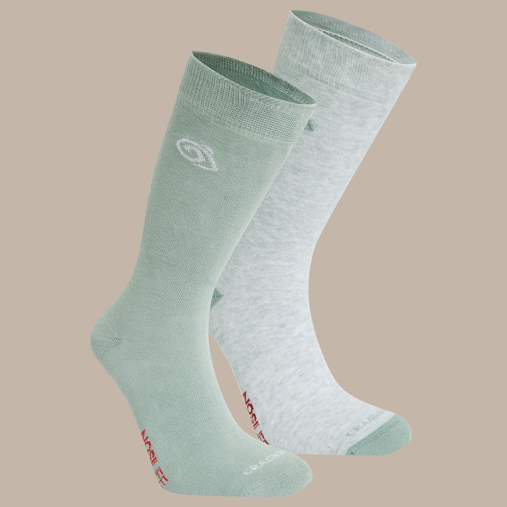 Craghoppers Unisex Green Nosilife Travel Twin Pack Socks Size: Uk3-5