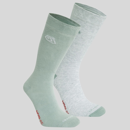Unisex Insect Repellent Twin Pack Socks Soft Grey Marl / Lichen Green