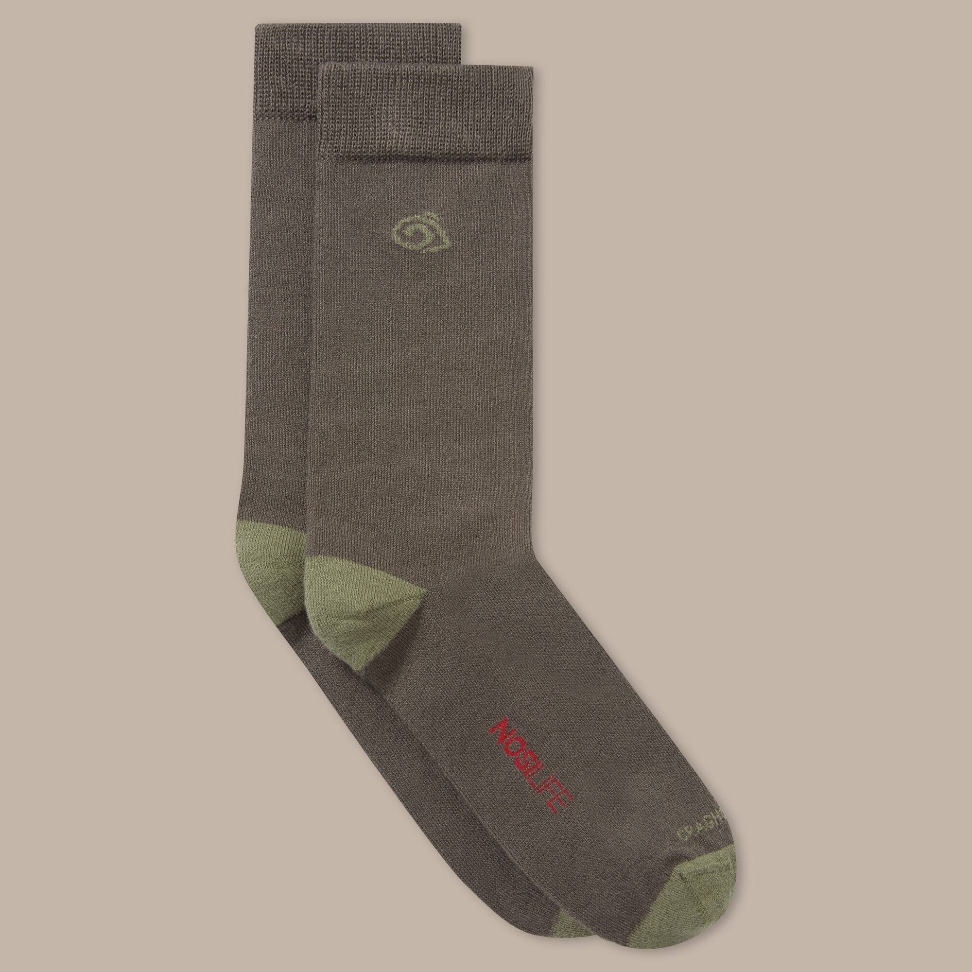 Craghoppers Unisex Green Nosilife Travel Single Pack Socks Size: Uk3-5