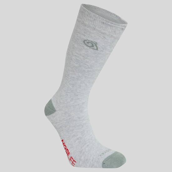 Unisex Insect Repellent Single Pack Socks Soft Grey Marl / Lichen Green
