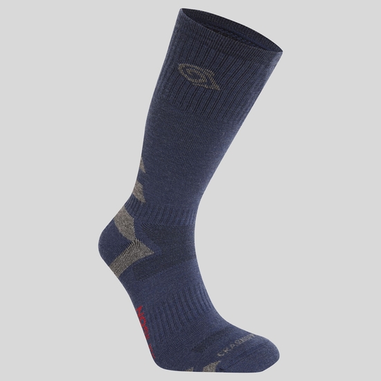 Insektenabweisende Adventure-Socken aus Wollmischung Blue Navy / Coast Grey