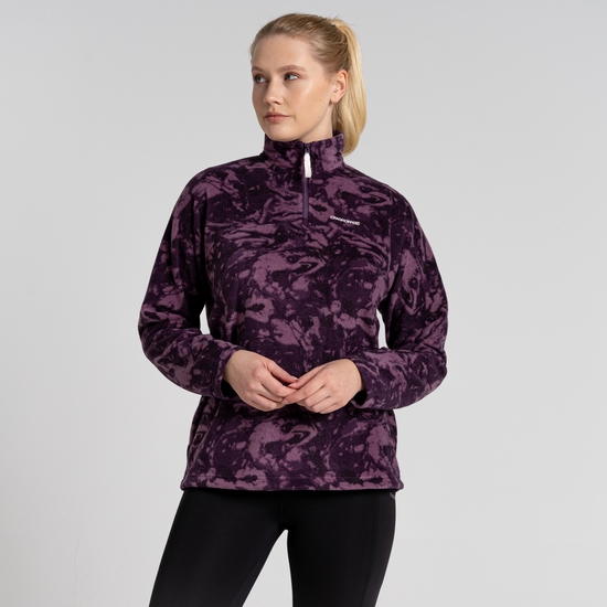 Women's Lani Half Zip Fleece Damson Print